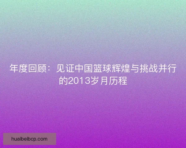 年度回顾：见证中国篮球辉煌与挑战并行的2013岁月历程