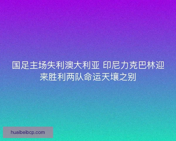 国足主场失利澳大利亚 印尼力克巴林迎来胜利两队命运天壤之别